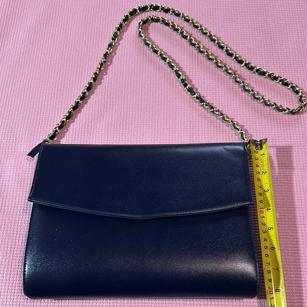 Vintage Elegant Blue Mirror Pocket Book Purse Chain Strap Check Book Women's Bag